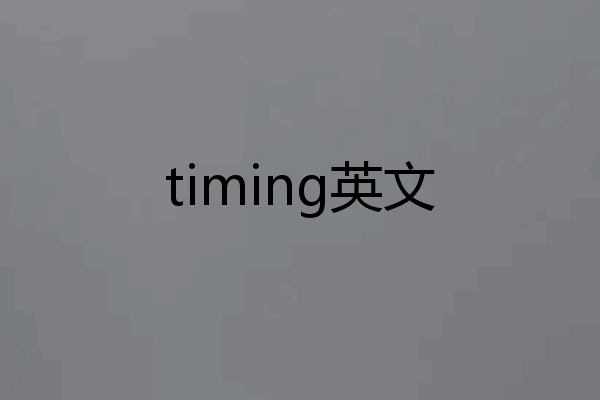 timing英文