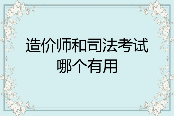 造价师和司法考试哪个有用