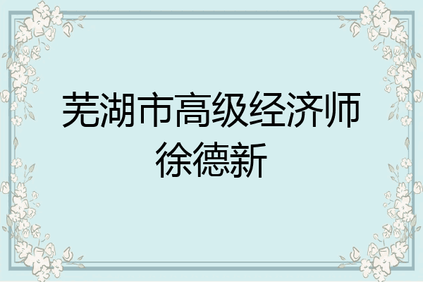 芜湖市高级经济师徐德新