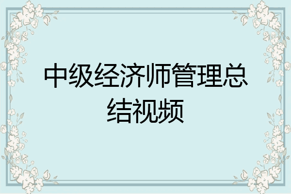 中级经济师管理总结视频
