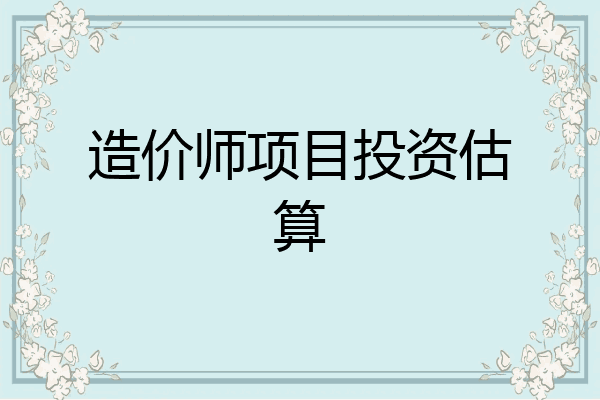 造价师项目投资估算