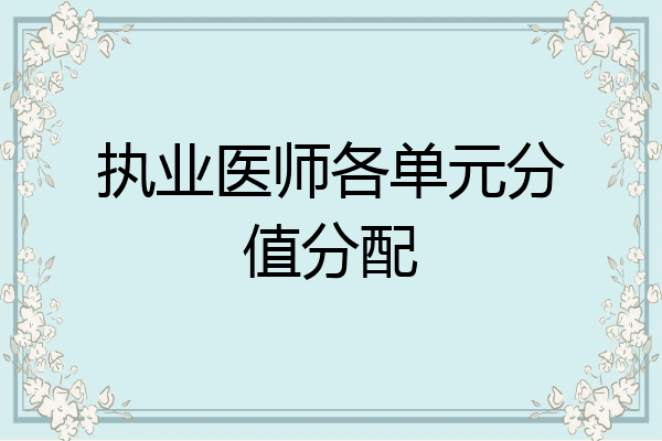 执业医师各单元分值分配