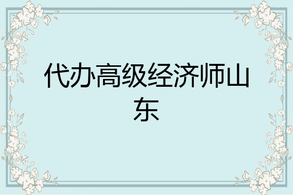 代办高级经济师山东