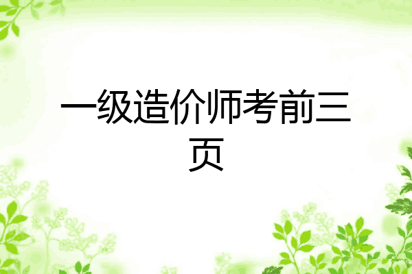 一级造价师考前三页