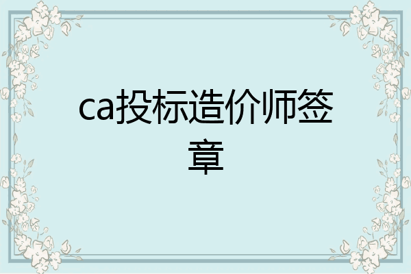 ca投标造价师签章