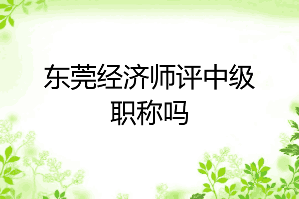 东莞经济师评中级职称吗