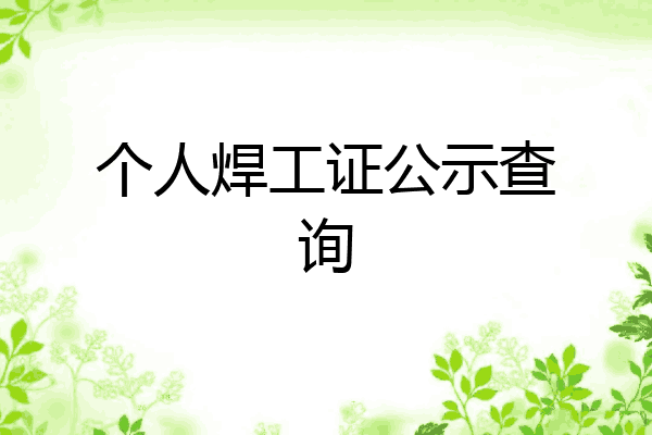 个人焊工证公示查询