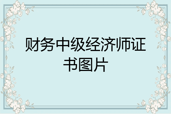 财务中级经济师证书图片