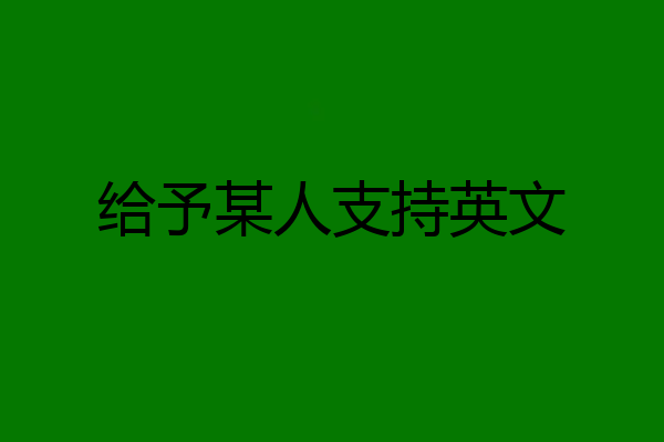 给予某人支持英文