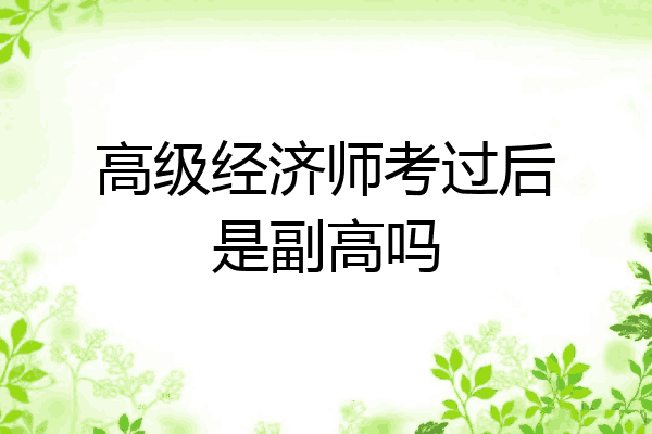 高级经济师考过后是副高吗