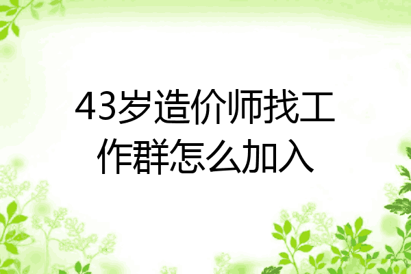 43岁造价师找工作群怎么加入