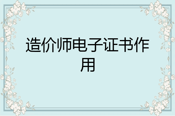 造价师电子证书作用