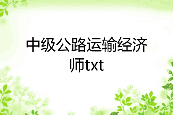 中级公路运输经济师txt