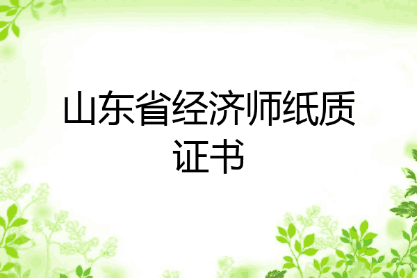 山东省经济师纸质证书