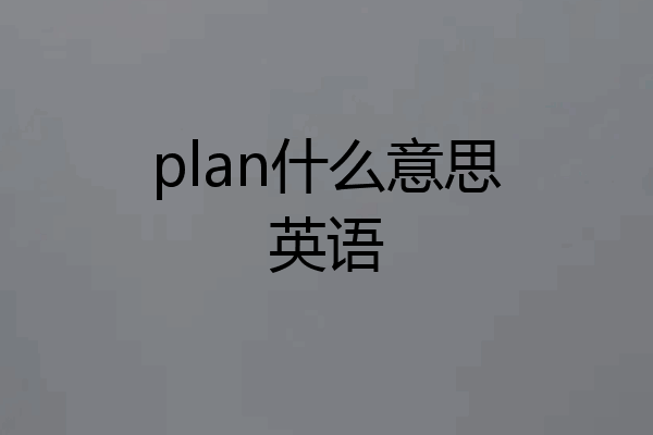 plan什么意思英语