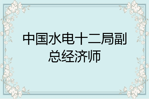 中国水电十二局副总经济师