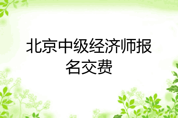 北京中级经济师报名交费