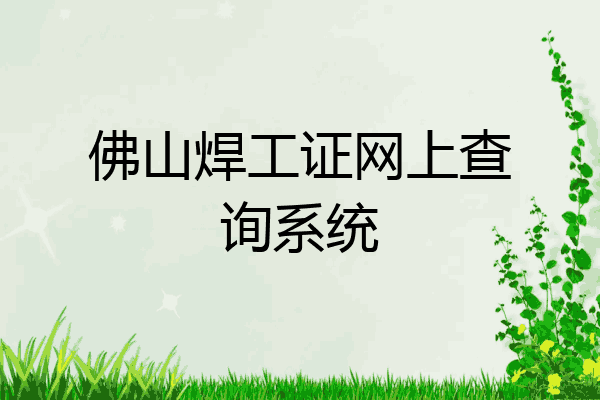 佛山焊工证网上查询系统