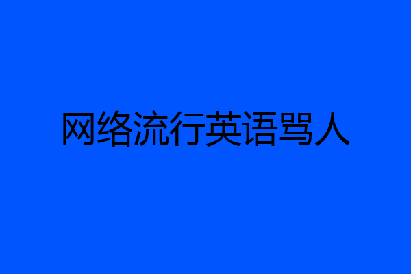 网络流行英语骂人