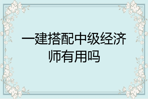 一建搭配中级经济师有用吗