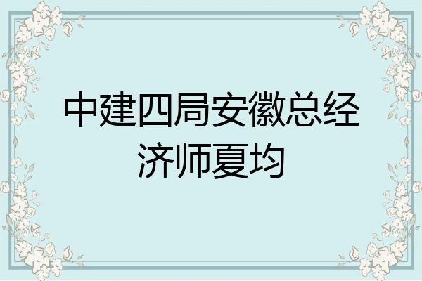 中建四局安徽总经济师夏均