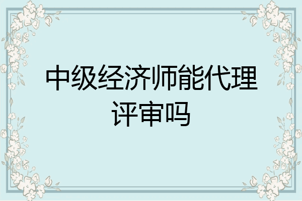 中级经济师能代理评审吗