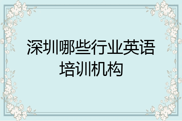 深圳哪些行业英语培训机构