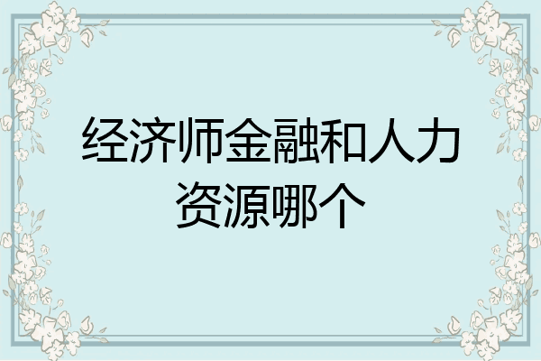 经济师金融和人力资源哪个