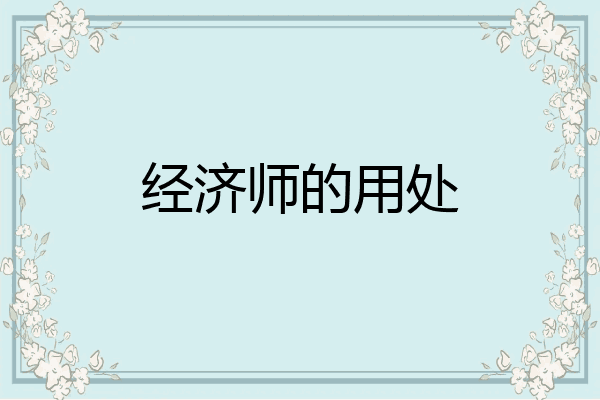 经济师的用处