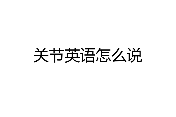 关节英语怎么说