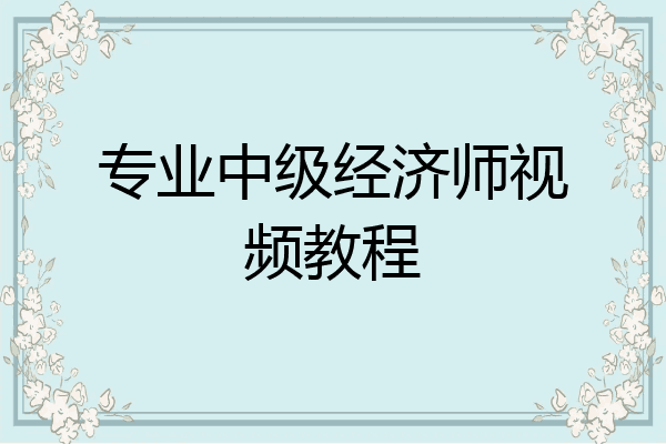 专业中级经济师视频教程