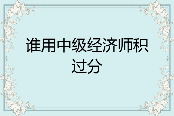 谁用中级经济师积过分