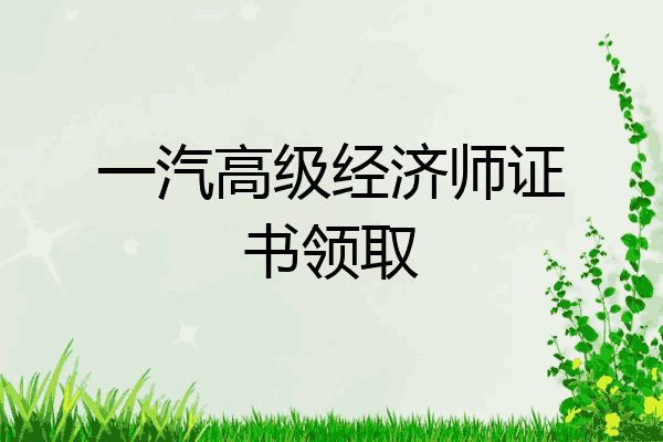 一汽高级经济师证书领取