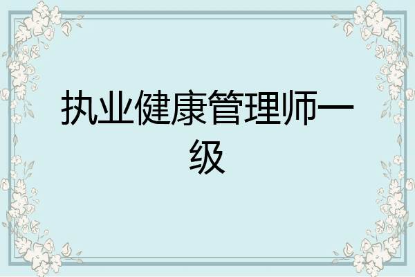 执业健康管理师一级