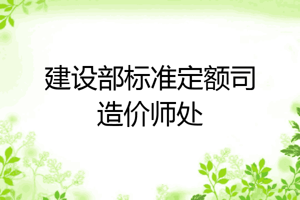建设部标准定额司造价师处