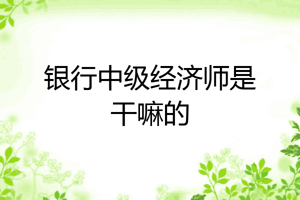银行中级经济师是干嘛的