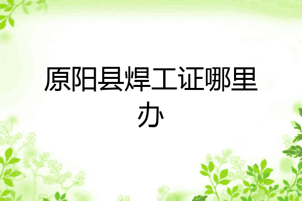 原阳县焊工证哪里办