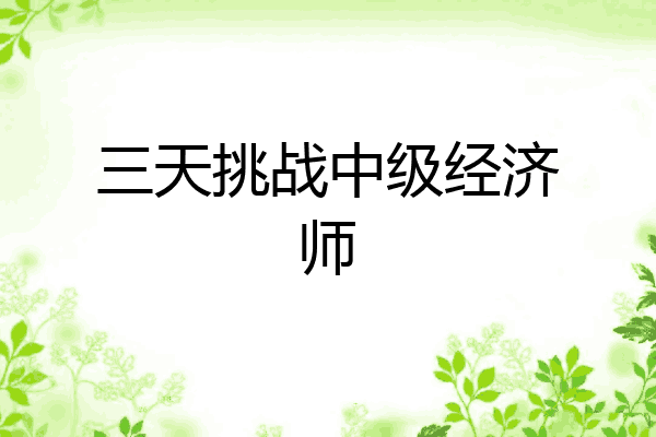 三天挑战中级经济师