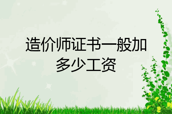 造价师证书一般加多少工资