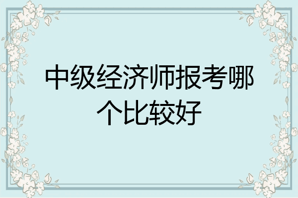 中级经济师报考哪个比较好