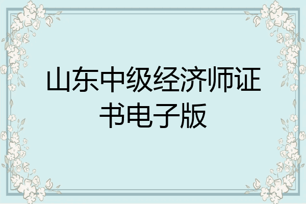 山东中级经济师证书电子版