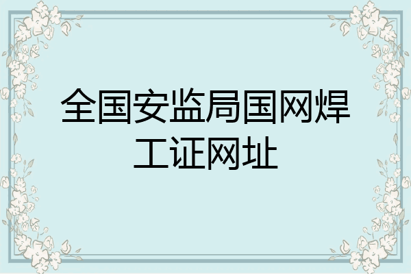 全国安监局国网焊工证网址