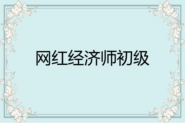 网红经济师初级