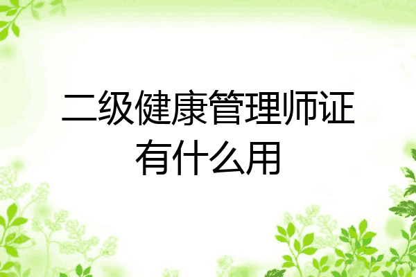 二级健康管理师证有什么用