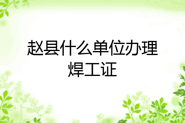 赵县什么单位办理焊工证