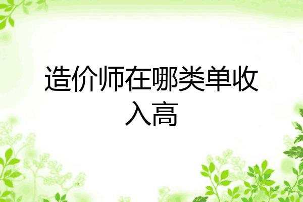 造价师在哪类单收入高