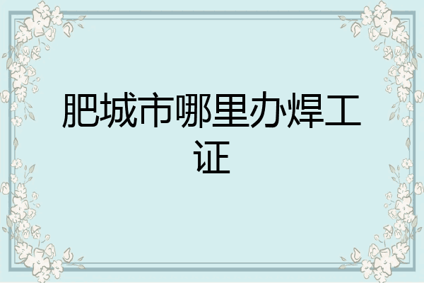 肥城市哪里办焊工证