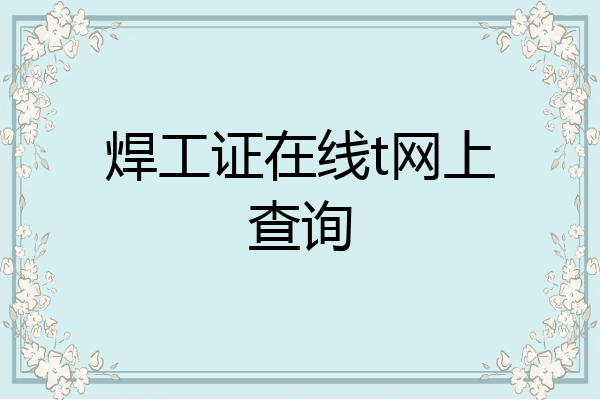 焊工证在线t网上查询