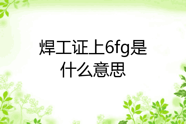 焊工证上6fg是什么意思