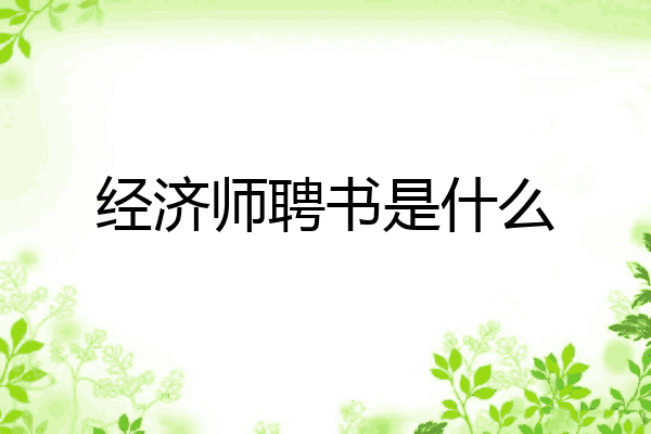 经济师聘书是什么